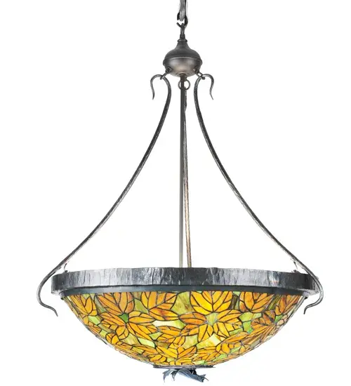 30"W Tiffany Autumn Leaf Inverted Pendant - Image 3