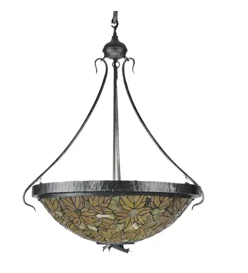 30"W Tiffany Autumn Leaf Inverted Pendant - Image 4