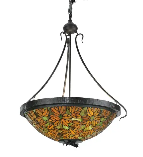 30"W Tiffany Autumn Leaf Inverted Pendant - Image 9