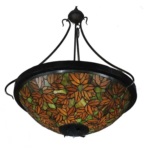 30"W Tiffany Autumn Leaf Inverted Pendant - Image 10