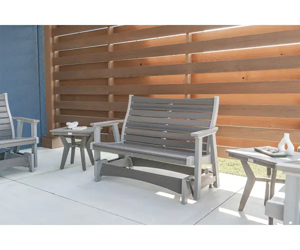 Dimensions: 52"W x 25½"D x 37½"H Features: • Poly furniture is made of high-density polyethylene (HDPE) that will never need to be painted or stained • It will not rot or splinter • Poly furniture also contains added UV protection to resist fading Item Codes: BDG2644 - alternate view