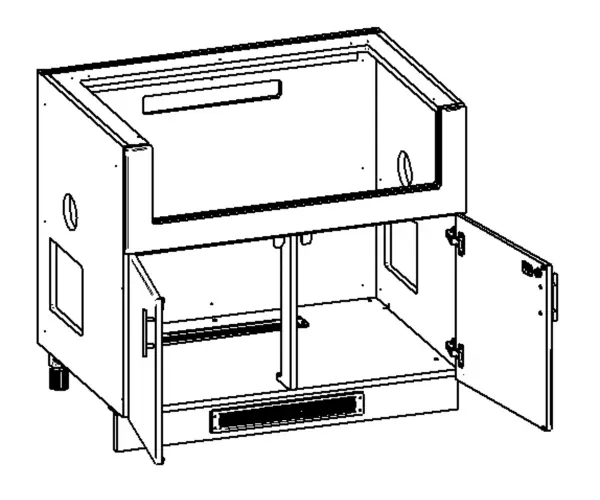 Notes: • 24" - 42" Wide available in 3" increments • 27" & 30" Deep • Aluminum supports for grills • Vented for grills • Cutouts for propane NOTE: Grill brand and size determines cabinet size