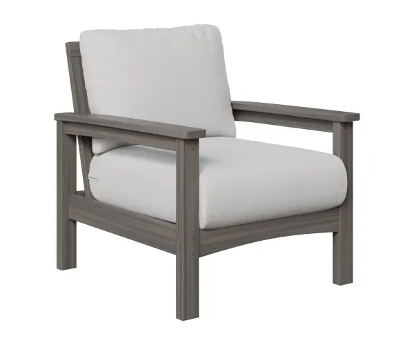 Dimensions: 29¾"W x 33"D x 32½"H Arm Height: 23⅜"H Features: • Poly furniture is made of high-density polyethylene (HDPE) that will never need to be painted or stained • It will not rot or splinter • Poly furniture also contains added UV protection to resist fading • Fade resistant colors on the cushions Item Code: CCC2832