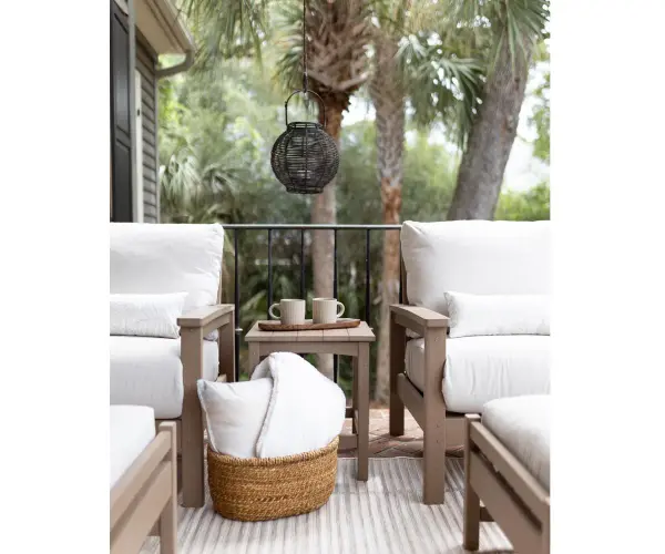 Dimensions: 17½"W x 17½"D x 20"H Features: • Poly furniture is made of high-density polyethylene (HDPE) that will never need to be painted or stained • It will not rot or splinter • Poly furniture also contains added UV protection to resist fading Item Code: CET1720 - alternate view