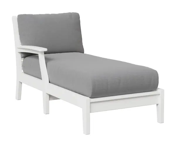 Dimensions: 31½"W x 63"D x 34¼"H Arm Height: 24"H Features: • Can be combined with other pieces as part of a sectional • Poly furniture is made of high-density polyethylene (HDPE) that will never need to be painted or stained • It will not rot or splinter • Poly furniture also contains added UV protection to resist fading • Fade resistant colors on the cushions Item Code: CTRCL3163