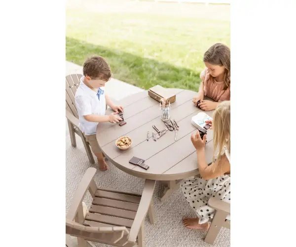 Dimensions: 38″Round x 20″H Features: • Poly furniture is made of high-density polyethylene (HDPE) that will never need to be painted or stained • It will not rot or splinter • Poly furniture also contains added UV protection to resist fading Item Code: KRTD0038 - alternate view