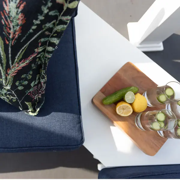 Dimensions: 46¾"W x 20¾"D x 13"H Features: • Marine Grade Poly (MGP) furniture is crafted from molded polyethylene, making it resistant to the elements, including UV rays, moisture, and extreme temperatures • It is designed to withstand elements such as sun, rain, and snow • It doesn’t splinter, crack, or fade over time. • MGP furniture requires minimal maintenance. It is easy to clean and doesn’t require staining, sealing, or painting • MGP’s allows for a thinner profile which allows for sleeker furniture designs Item Code: MAAT4721 - alternate view