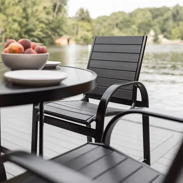 Dimensions: 24¼"W x 27⅓"D x 46½"H Arm Height: 35"H Features: • Aluminum base for lightweight, easy to move furniture • Aluminum is low maintenance and can easily be cleaned with soapy water Item Code: MBP - alternate view