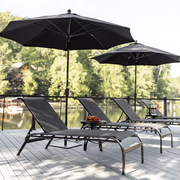 Dimensions: 27½"W x 69½"D x 14"H Features: • Aluminum base for lightweight, easy to move furniture • Aluminum is low maintenance and can easily be cleaned with soapy water Item Code: MCS - alternate view