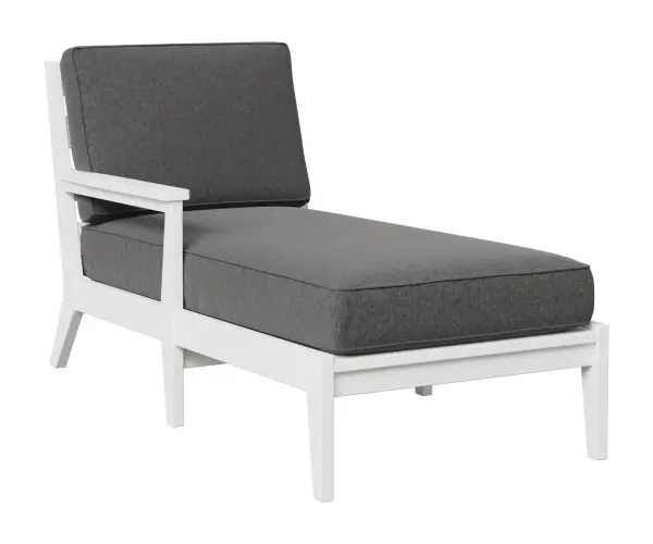 Dimensions: 30¼"W x 63¼"D x 34¼"H Arm Height: 23½"H Features: • Can be combined with other pieces as part of a sectional • Poly furniture is made of high-density polyethylene (HDPE) that will never need to be painted or stained • It will not rot or splinter • Poly furniture also contains added UV protection to resist fading • Fade resistant colors on the cushions Item Code: MHRCL3063