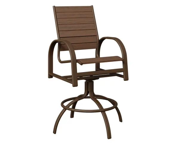 Dimensions: 24¼"W x 22½"D x 46"H Arm Height: 35"H Features: • Aluminum base for lightweight, easy to move furniture • Aluminum is low maintenance and can easily be cleaned with soapy water Item Code: MSBP
