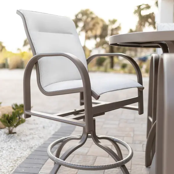 Dimensions: 24¼"W x 22⅜"D x 47"H Arm Height: 35"H Features: • Aluminum base for lightweight, easy to move furniture • Aluminum is low maintenance and can easily be cleaned with soapy water Options: • Padded Sling Item Code: MSBS - alternate view