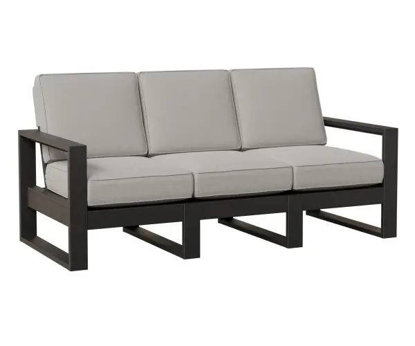 Dimensions: 73¾"W x 32"D x 32¾"H Arm Height: 23⅞"H Features: • Marine Grade Poly (MGP) furniture is crafted from molded polyethylene, making it resistant to the elements, including UV rays, moisture, and extreme temperatures • It is designed to withstand elements such as sun, rain, and snow • It doesn’t splinter, crack, or fade over time. • MGP furniture requires minimal maintenance. It is easy to clean and doesn’t require staining, sealing, or painting • MGP’s allows for a thinner profile which allows for sleeker furniture designs • Fade resistant colors on the cushions Item Code: NHS7433