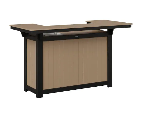 Entertain easily with your own outdoor island, bar or buffet table Dimensions: 72" W x 31.5" D x 42" H Shown in Weatherwood on Black