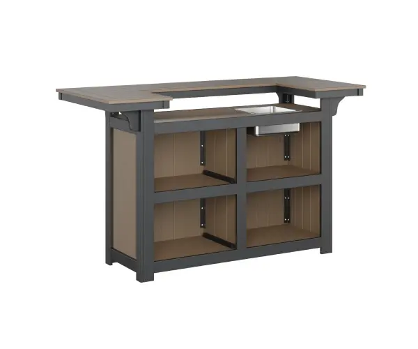 Entertain easily with your own outdoor island, bar or buffet table Dimensions: 72" W x 31.5" D x 42" H Shown in Weatherwood on Black - alternate view