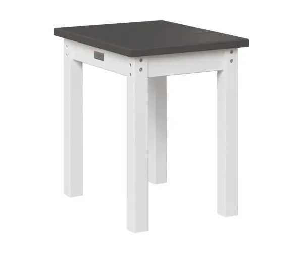 Dimensions: 16½"W x 13"D x 17"H Features: • Poly furniture is made of high-density polyethylene (HDPE) that will never need to be painted or stained • It will not rot or splinter • Poly furniture also contains added UV protection to resist fading Item Code: PSET1717