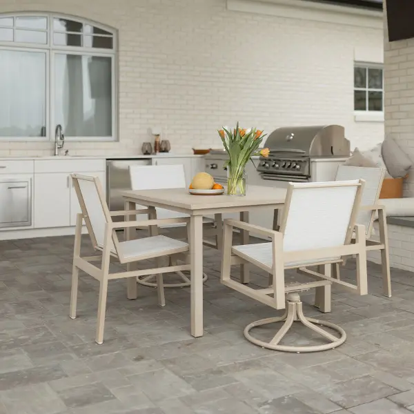 Dimensions: 24¼"W x 23½"D x 35¾"H Arm Height: 25½"H Features: • Aluminum base for lightweight, easy to move furniture • Aluminum is low maintenance and can easily be cleaned with soapy water Options: • Padded sling • Poly arms are available in all HDPE colors (Regular, Tropical, and Natural Finish) Item Code: VSRDS - alternate view