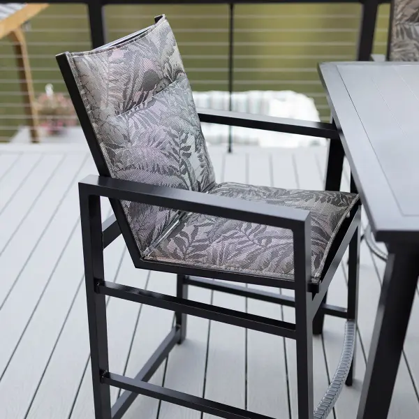 Dimensions: 24¼"W x 26⅜"D x 45½"H Arm Height: 35"H Features: • Aluminum base for lightweight, easy to move furniture • Aluminum is low maintenance and can easily be cleaned with soapy water Options: • Padded Sling • Poly arms are available in all HDPE colors (Regular, Tropical, and Natural Finish) Item Code: VBS - alternate view