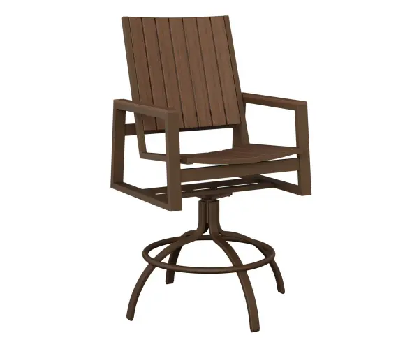 Dimensions: 26¾"W x 23½"D x 49"H Arm Height: 35½"H Features: • Aluminum base for lightweight, easy to move furniture • Aluminum is low maintenance and can easily be cleaned with soapy water Item Code: VSBP