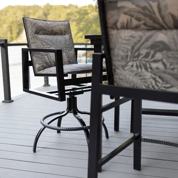 Dimensions: 24¼"W x 23½"D x 45⅜"H Arm Height: 35"H Features: • Aluminum base for lightweight, easy to move furniture • Aluminum is low maintenance and can easily be cleaned with soapy water Options: • Padded sling • Poly arms are available in all HDPE colors (Regular, Tropical, and Natural Finish) Item Code: VSBS - alternate view