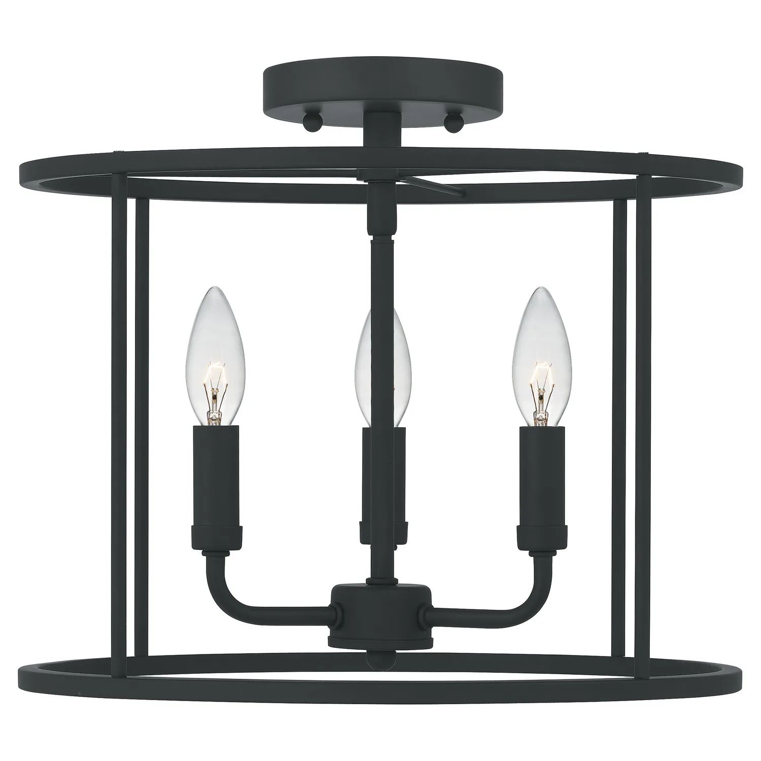 Abner Three Light Semi Flush Mount in Matte Black