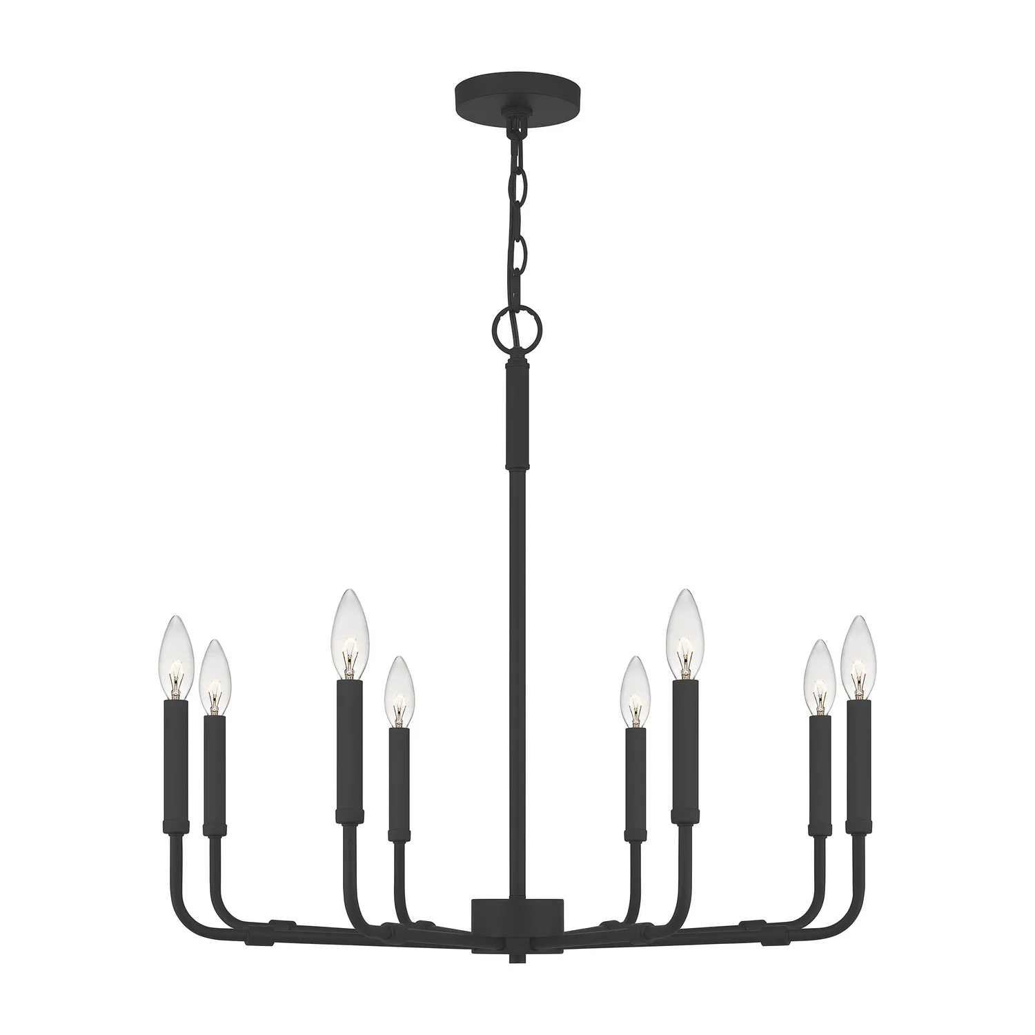 Abner Eight Light Chandelier in Matte Black