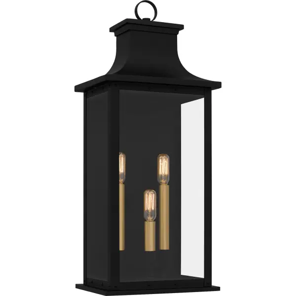 Abernathy outdoor wall lanterns showcase traditional design elements coupled with industrial style accents. Available in multiple sizes, these lanterns are designed to instantly enhance your home's curb appeal. Choose from two beautiful finishes: old bronze or matte black with gold accents. Both finishes are accentuated by clear glass panels, and we recommend using vintage filament bulbs for an optimal glow. As part of our Coastal Armour collection, this product is durable, marine grade, and comes with a 5-year limited warranty.