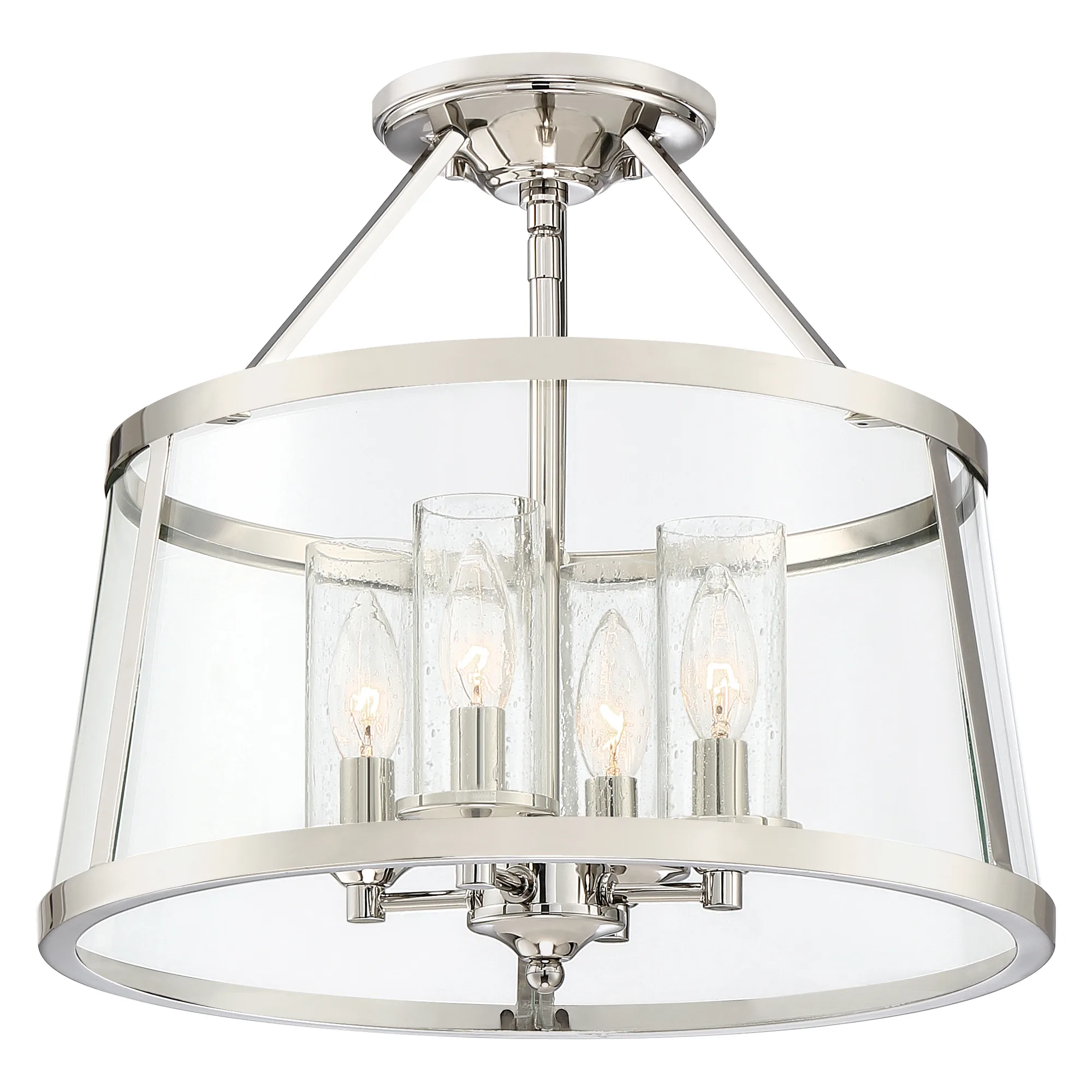 Barlow Four Light Semi-Flush Mount in Polished Nickel