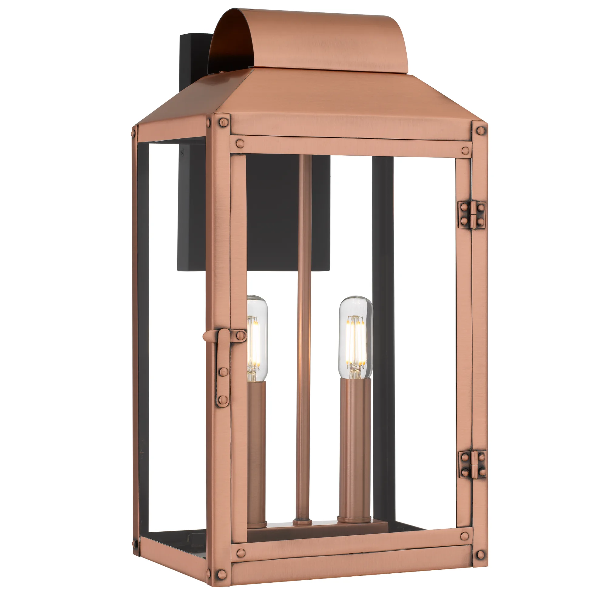 Beryn 2-Light Aged Copper Outdoor Wall Lantern