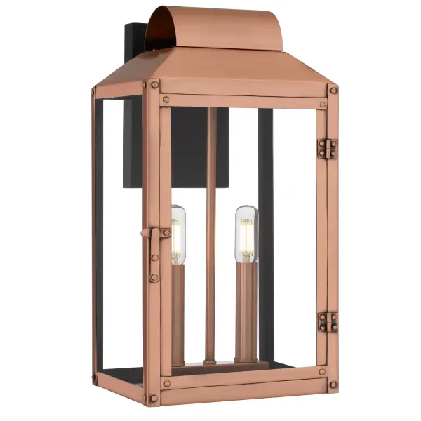 Classic charm meets timeless romance in the Beryn Outdoor Wall Lantern. Finished in a beautifully weathered aged copper, this lantern glows with warmth and character—like a whisper from a bygone era. The clear glass panels showcase the soft flicker of candle-style bulbs, evoking the ambiance of quiet evenings and starlit walks. Whether lighting a porch or framing an entryway, Beryn brings an elegant, enduring glow that feels both nostalgic and new. A perfect blend of craftsmanship and grace for your outdoor retreat.