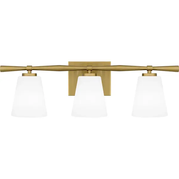 With geometric lines and a slim silhouette, Brindley bath lights draw inspiration from mid-century design. Opal etched glass shades soften the light, creating a warm spa-like glow. Brindley is available in multiple size options and your choice of brushed nickel or aged brass - choose the finish that best suits your distinctive style.