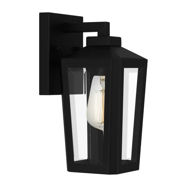 Clear beveled glass adds intrigue and illumination to the Blomfield outdoor lantern. Paired with simple, clean lines and a matte black finish, this lantern suits a range of exterior design styles, including Mediterranean and Farmhouse. Flank a front door with this handsome option.
