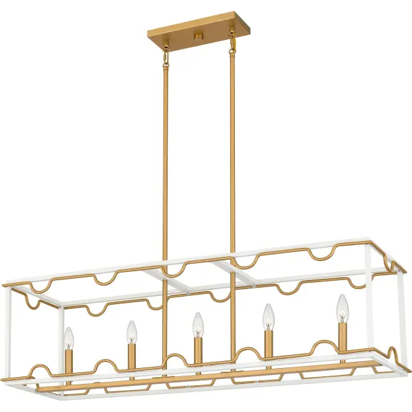 The Brinkman collection combines a matte white finish with brushed weathered brass accents for a pretty, modern contrast. Curved brass lines pair with the straight lines of the silhouette for a geometric layering effect. Available as a semi-flush mount or linear island light, Brinkman adds one-of-a-kind style to any space.