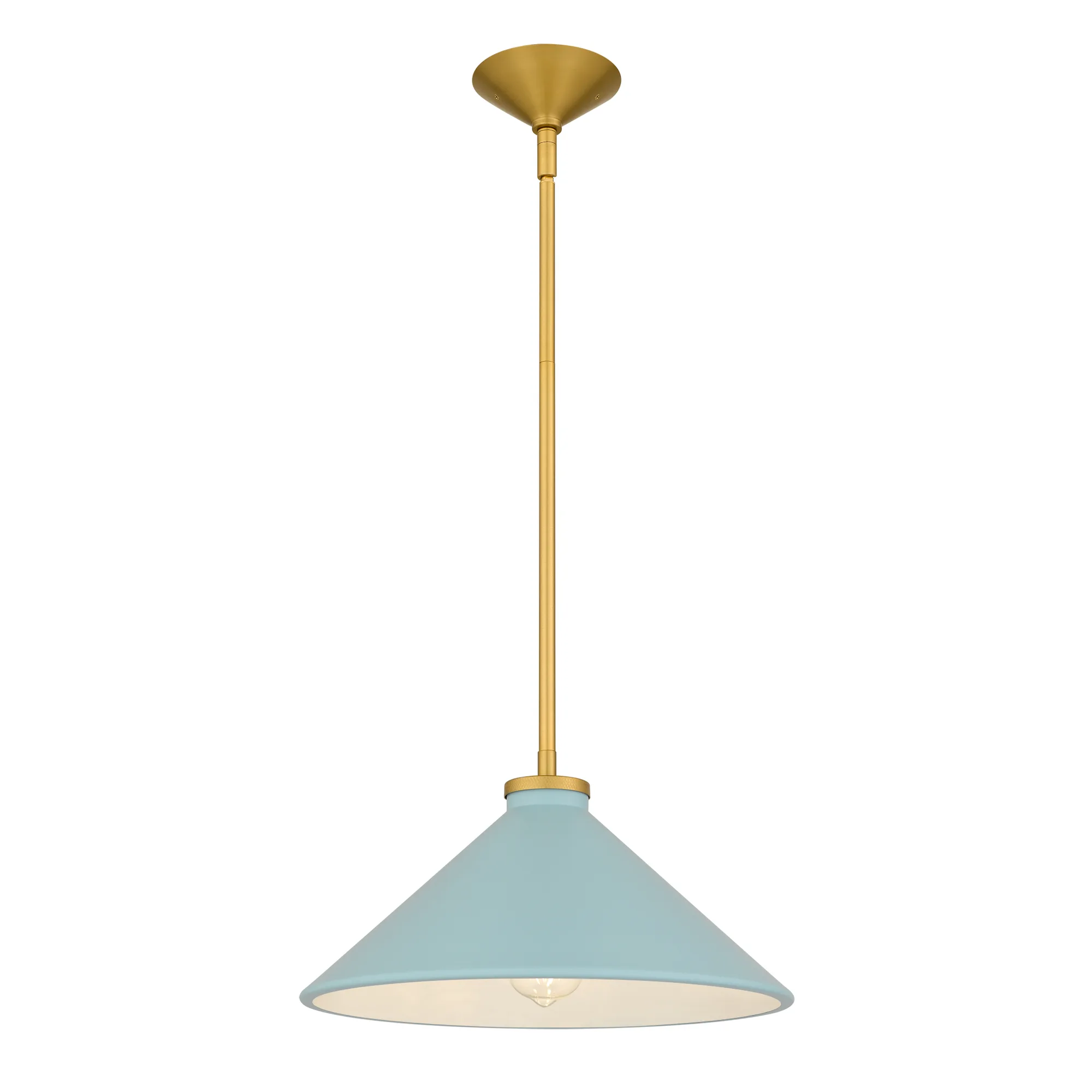 Bradbury 1-Light Brushed Gold Pendant Light with Light Blue Shade