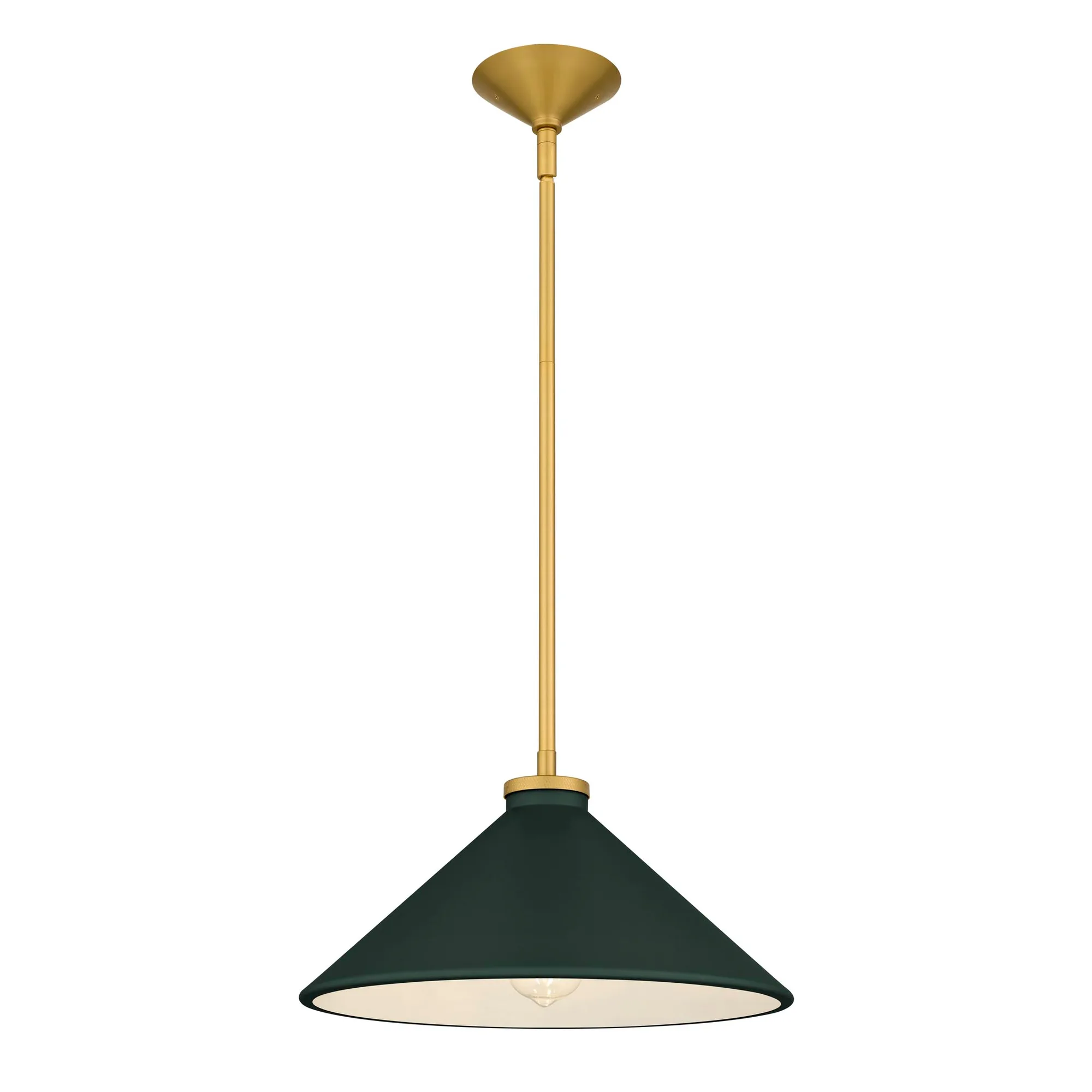 Bradbury 1-Light Brushed Gold Pendant Light with Dark Green Shade