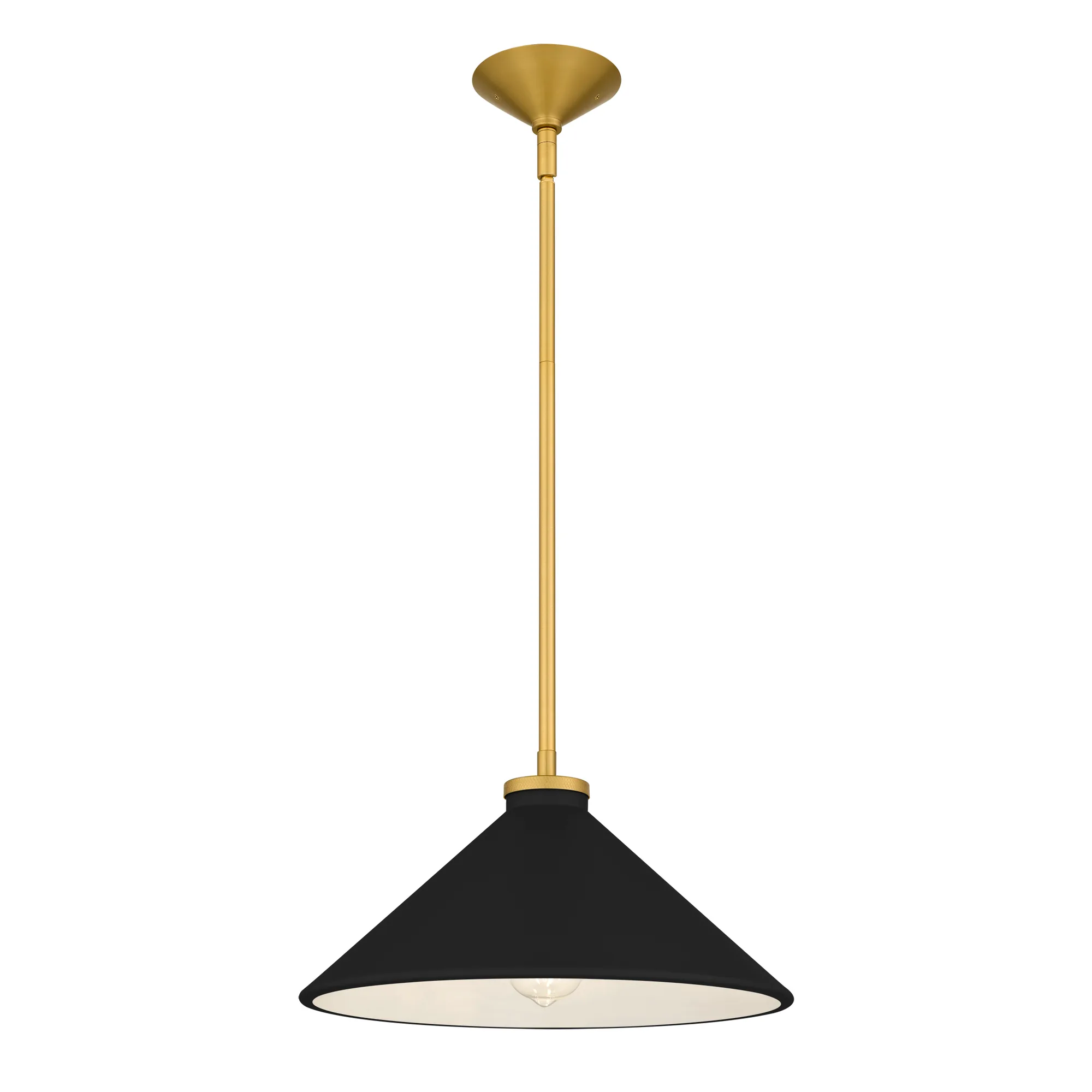 Bradbury 1-Light Brushed Gold Pendant Light with Black Shade