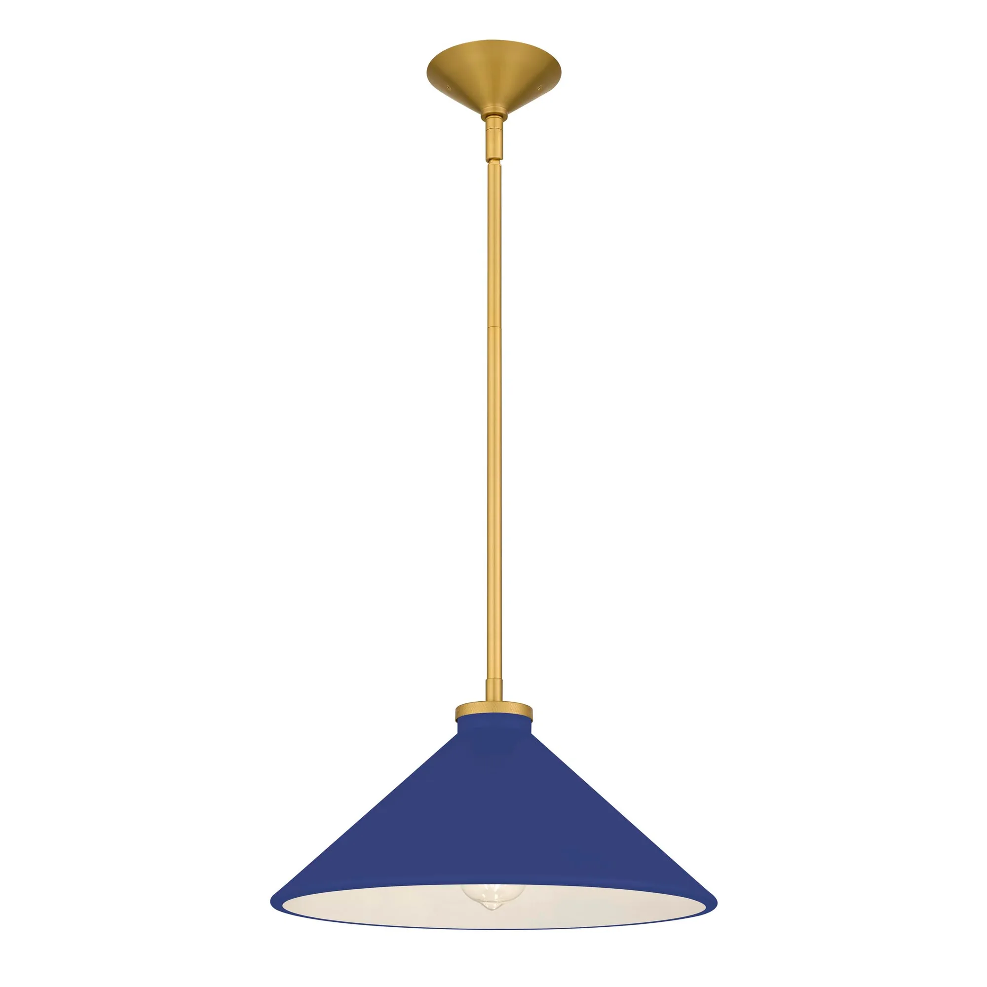 Bradbury 1-Light Brushed Gold Pendant Light with Navy Blue Shade