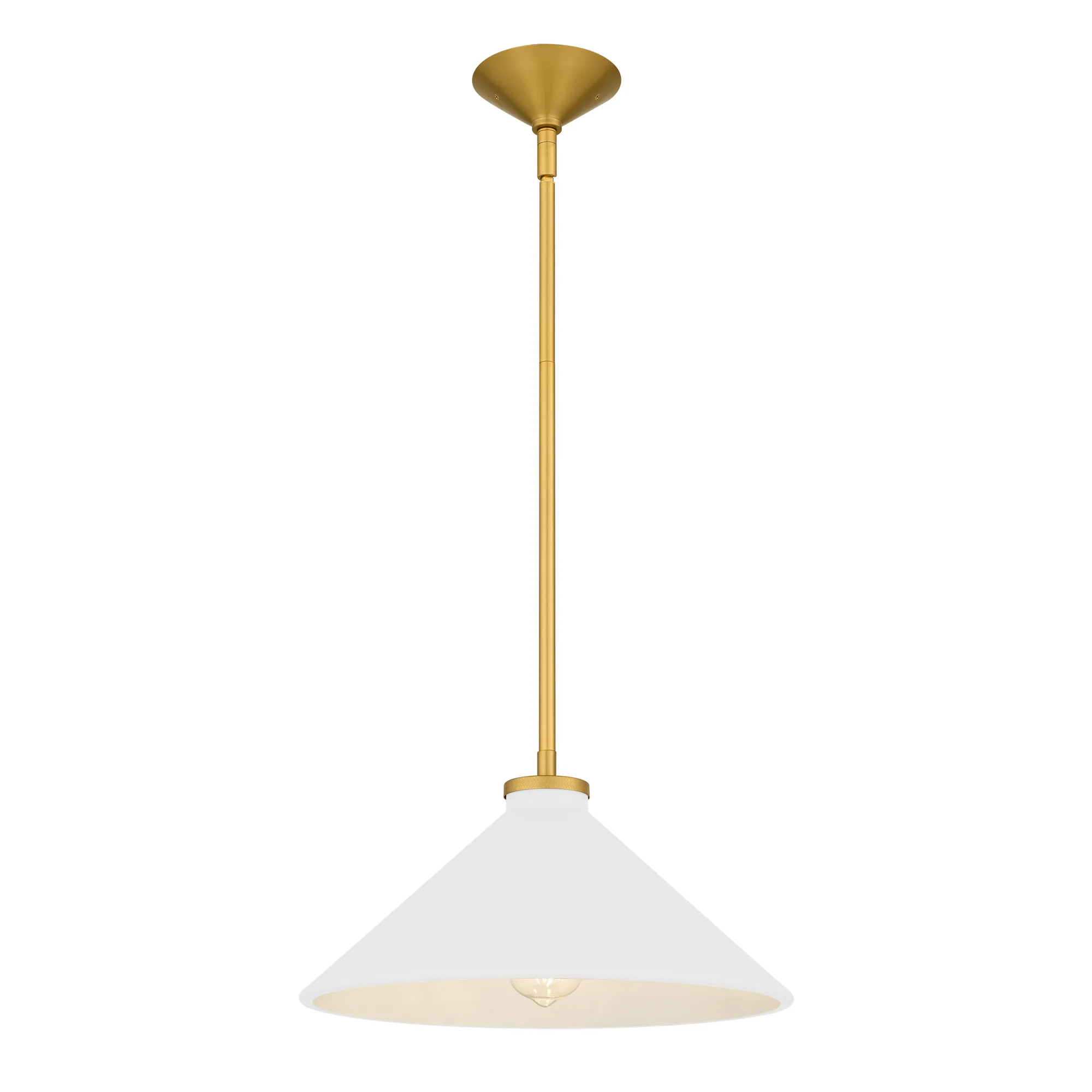 Bradbury 1-Light Brushed Gold Pendant Light with White Shade