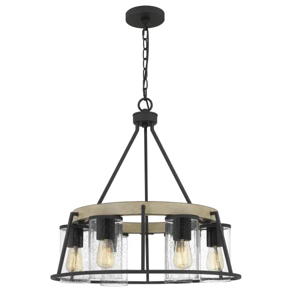 A contemporary update to the rustic chandelier, Brockton features seeded glass shades with Edison-style interior bulbs. With six shades suspended from a circular canopy, Brockton casts an abundant glow, even in large spaces. It’s also rated for use outdoors, so you can enjoy its radiance al fresco.