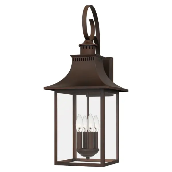 This outdoor lantern collection gives you the historic look of lighting from the 19th Century. Available in either copper bronze or mystic black, Chancellor will adorn your home with its charming style to make it the best on the block. Clear glass panels complete the look and help to perfectly illuminate your home's exterior. Choose from a variety of styles to welcome your guests in style.