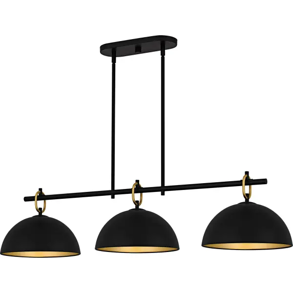 Introduce a touch of industrial style to your home with the Cleo lighting collection. Available as a pendant or a linear chandelier, Cleo fixtures feature a sleek matte black finish that complements various interior styles. The metal shades, with their striking gold interiors, create a warm and captivating lighting effect, adding both functionality and aesthetic appeal to your space. Whether hung over a dining table or kitchen island, Cleo brings a modern industrial charm to any setting.