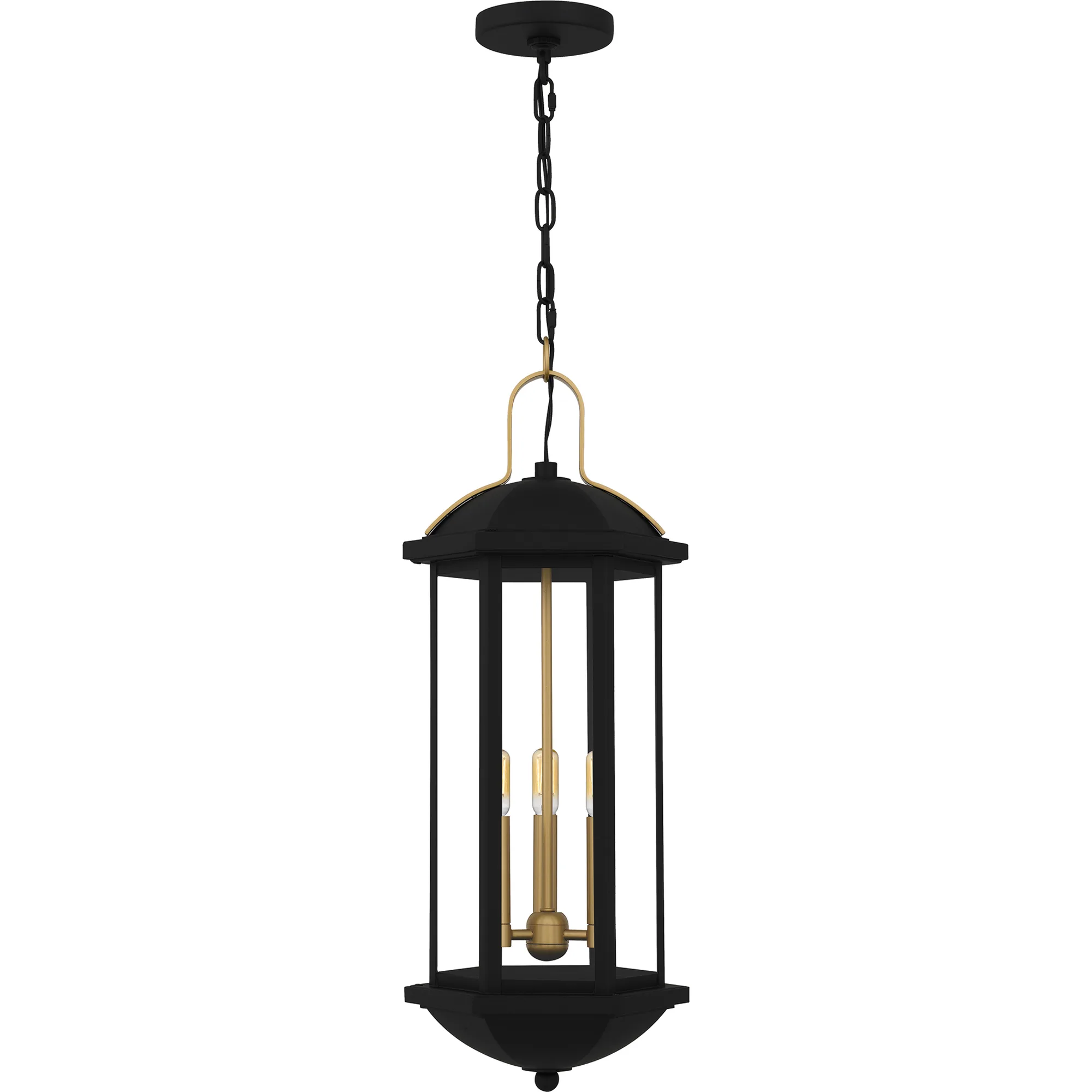 Crestfield 3-Light Matte Black Outdoor Hanging Lantern