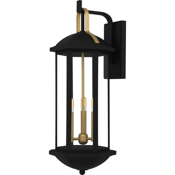 Illuminate your home's exterior with the timeless style of Crestfield lanterns. The elongated frame is finished in matte black and accented beautifully with brushed gold for a hint of luster and sophistication. Clear tempered glass panels complete the look and showcase the natural beauty of the light. Crestfield is available as a complete collection - round out your home's exterior with a hanging lantern, multiple sizes of wall lantern, or a post lantern.