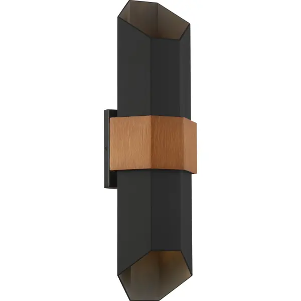 Highlight your home with the modern design of the Chasm collection. The eye-catching geometric silhouette is finished in Matte Black and complemented with a painted wood band for an extra pop of style. This fixture is open on the top and bottom for maximum light flow.