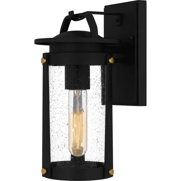 Elevate your home's curb appeal with Clifton. The transitional style of this outdoor lantern collection is finished in earth black and features clear seedy glass for added visual appeal. Small gold knob details complete the look, adding a hint of industrial design. As a part of our Coastal Armour collection, Clifton is crafted from aluminum and built to withstand the elements. All Coastal Armour products are durable, marine grade, and come with a 5-year limited warranty.
