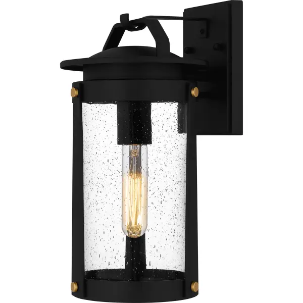 Elevate your home's curb appeal with Clifton. The transitional style of this outdoor lantern collection is finished in earth black and features clear seedy glass for added visual appeal. Small gold knob details complete the look, adding a hint of industrial design. As a part of our Coastal Armour collection, Clifton is crafted from aluminum and built to withstand the elements. All Coastal Armour products are durable, marine grade, and come with a 5-year limited warranty.