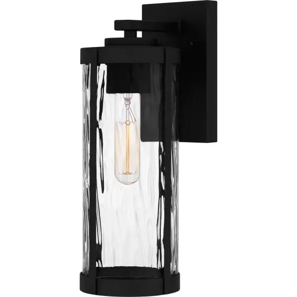 Inspired by rippling coastal waves, clear water glass is the highlight of the Culpo wall lantern. The sleek cylindrical silhouette opens at the bottom for maximum light output and features a timeless matte black finish that matches any setting. Flank your front door with a pair of Culpo sconces - or light up your porch or backyard to create the perfect setting for outdoor entertainment.