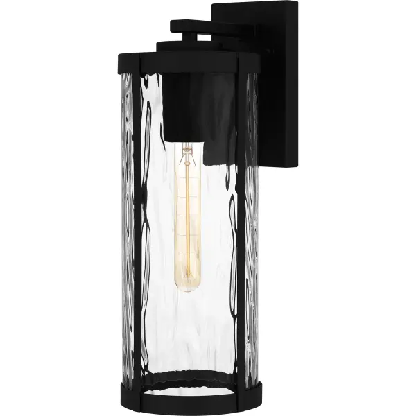 Inspired by rippling coastal waves, clear water glass is the highlight of the Culpo wall lantern. The sleek cylindrical silhouette opens at the bottom for maximum light output and features a timeless matte black finish that matches any setting. Flank your front door with a pair of Culpo sconces - or light up your porch or backyard to create the perfect setting for outdoor entertainment.