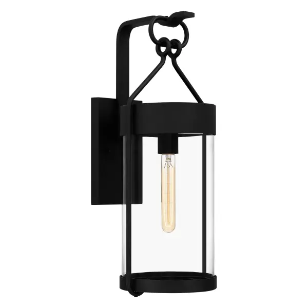 In an earth black finish, the Corbin outdoor wall lantern balances streamlined elements with a touch of classic style. Meant for outdoor spaces such as entryways, porches, or back patios, this piece works well alone or in pairs. Add an Edison-style bulb for a subtle nod to vintage aesthetics.