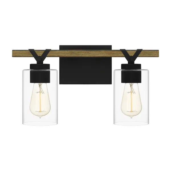 The Devon Court bath light is the perfect companion to industrial or farmhouse-inspired design schemes. This light, which can be configured facing up or down, pairs a matte black finish with a rustic wood accent. Clear glass cups — available in one-, two-, three- or four-light configurations — finish the look.
